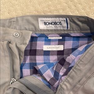 Bonobos Gray Chinos with Plaid Waistband